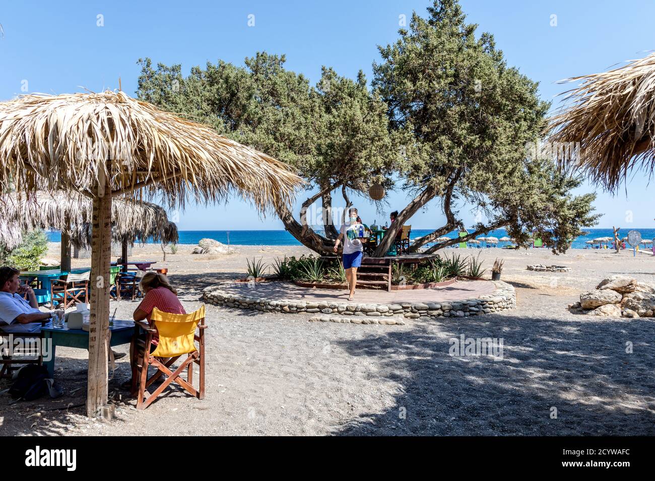 Beach Bar Am Mojito Strand Rhodos Griechenland Stockfoto