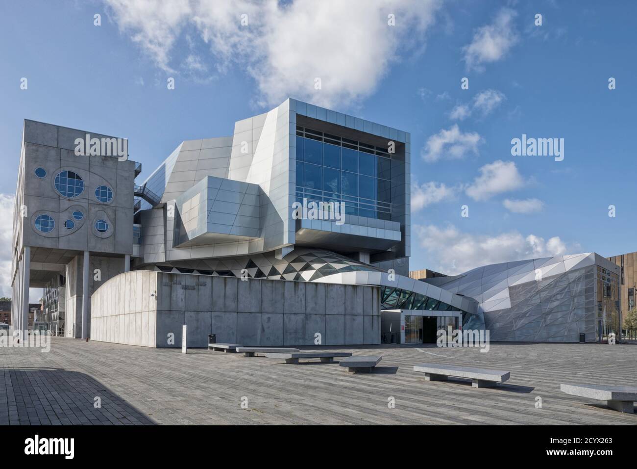 Aalborg, Dänemark – 4. September 2020: Musikkens Hus, multifunktionaler Veranstaltungsort mit Konzertsälen und Proberäumen des österreichischen Architekten Coop Himmelb( Stockfoto