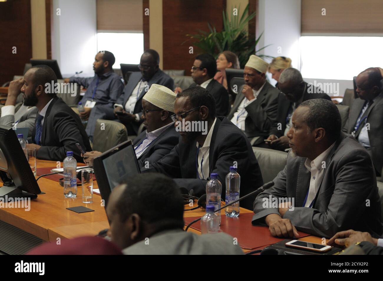 Teilnehmer am Somalia Partnership Forum in Brüssel, Belgien am 17. Juli 2018. Stockfoto