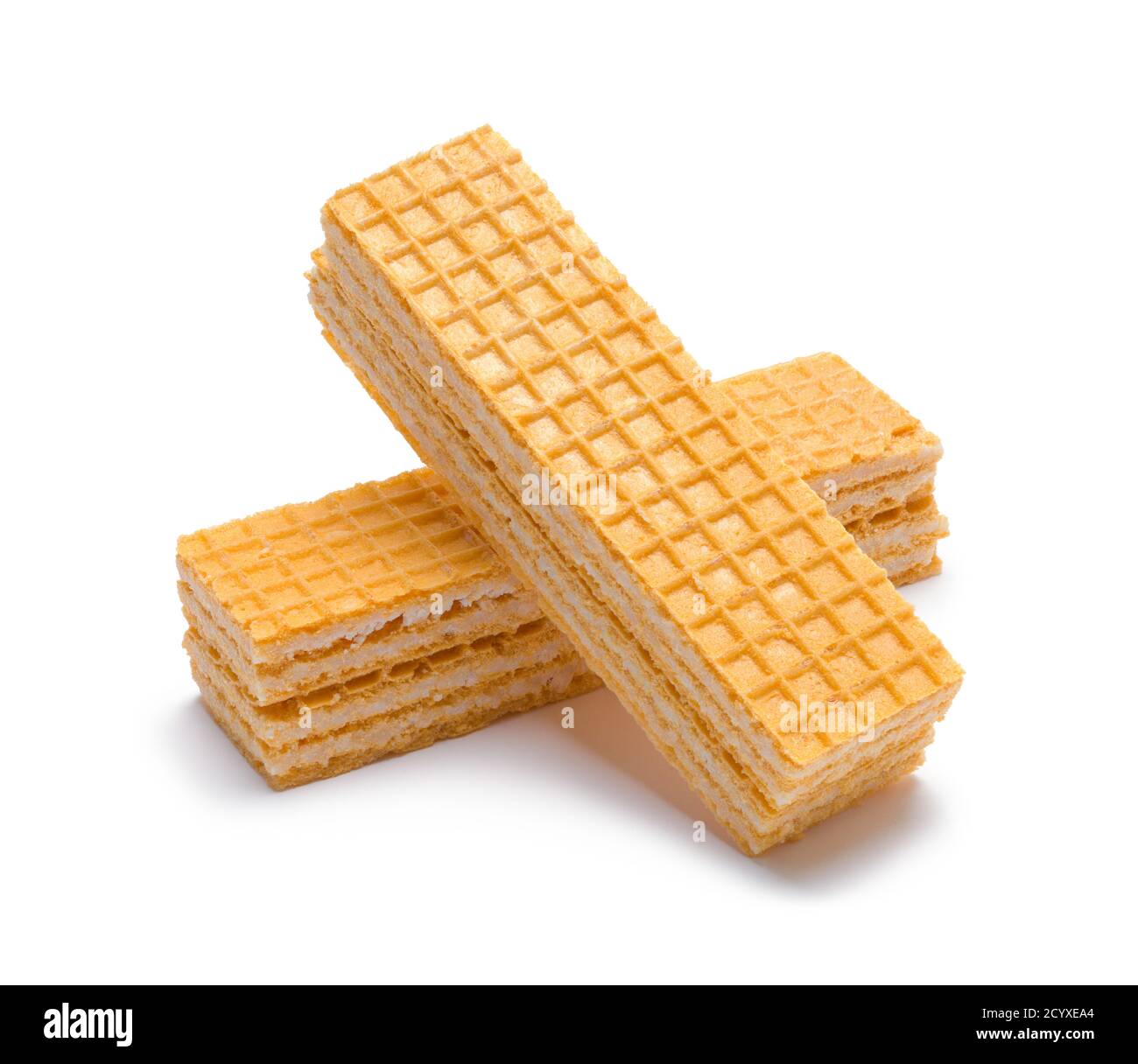 Zwei Vanilla Wafer Cookies isoliert auf Weiß. Stockfoto
