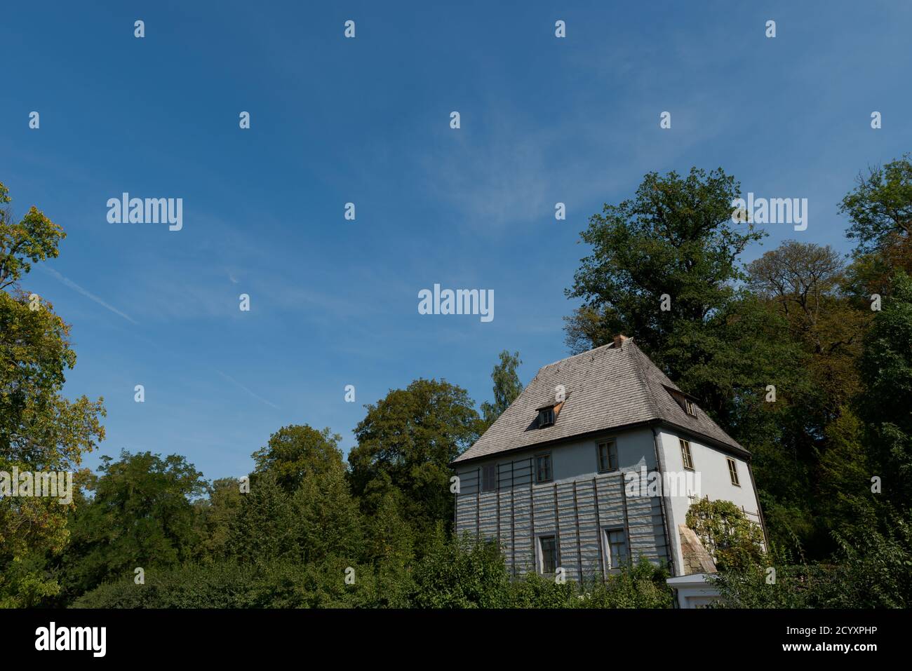 Gartenhaus von Goethe in Weimar im Park an der Ilm Am Morgen Stockfoto