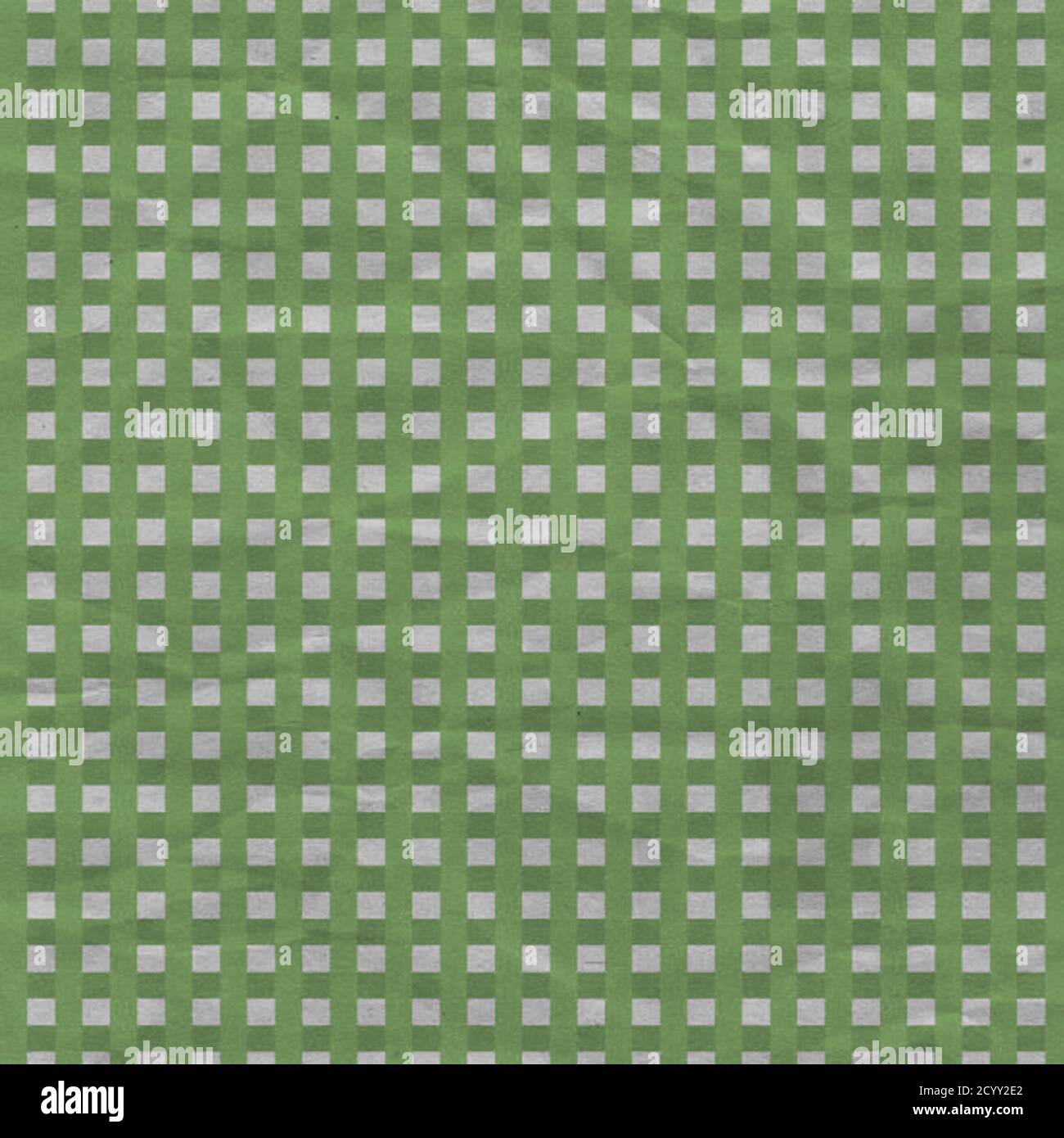Grün kariertes Hintergrundmuster. Taupe oder hellgrau in diesem Hintergrund mit faltiger Textur in 12x12 Digitalpapier. Stockfoto