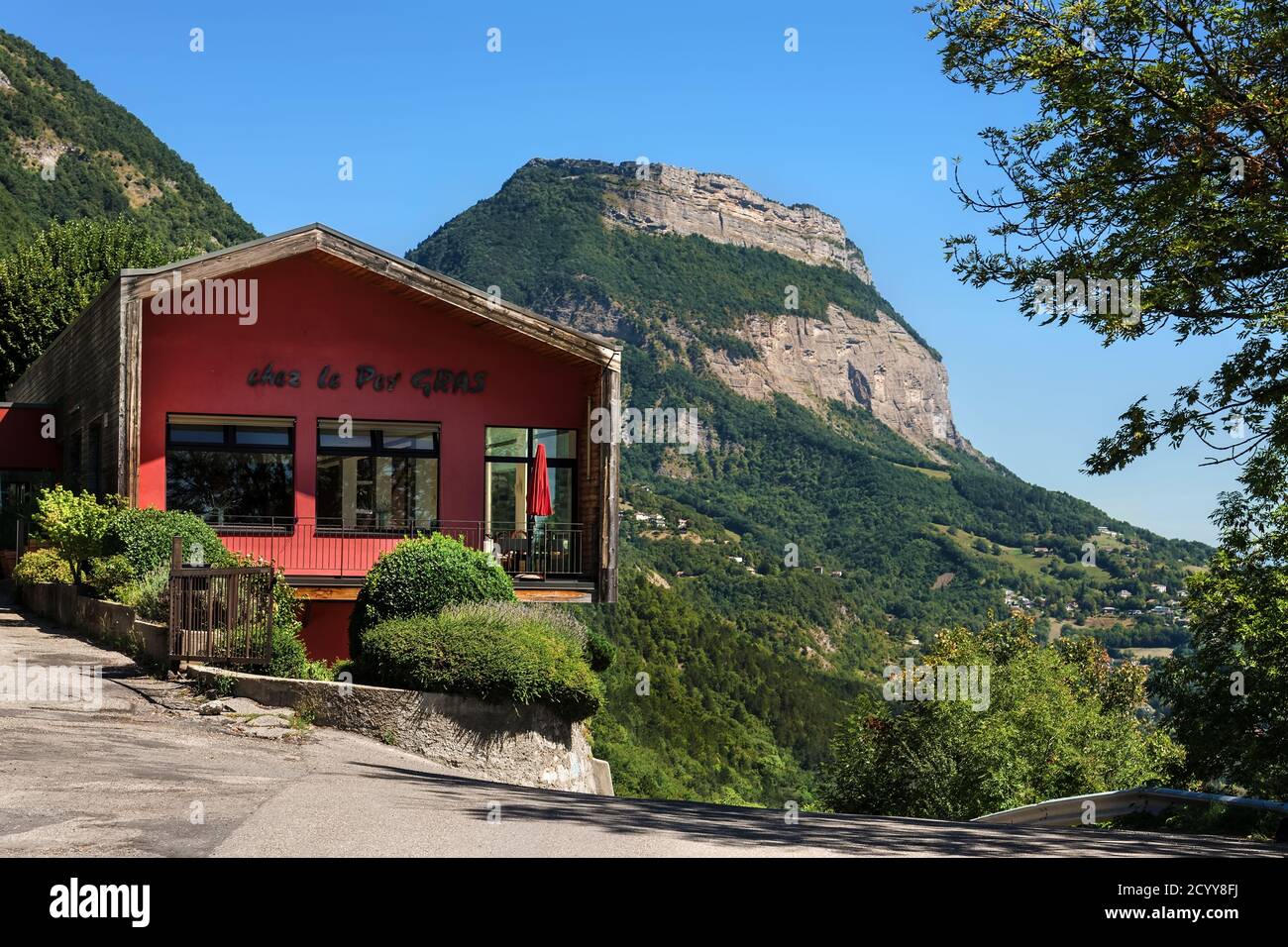 Französisches Bergrestaurant auf dem Hügel Grenoble Bastille Stockfoto