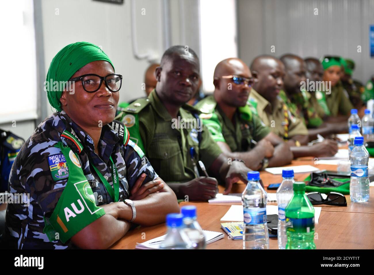 AMISOM zivil-militärische Koordinierungsbeamte nehmen am 13. September 2019 an einem Kurs zur Projektplanung in Mogadischu, Somalia, Teil. Stockfoto