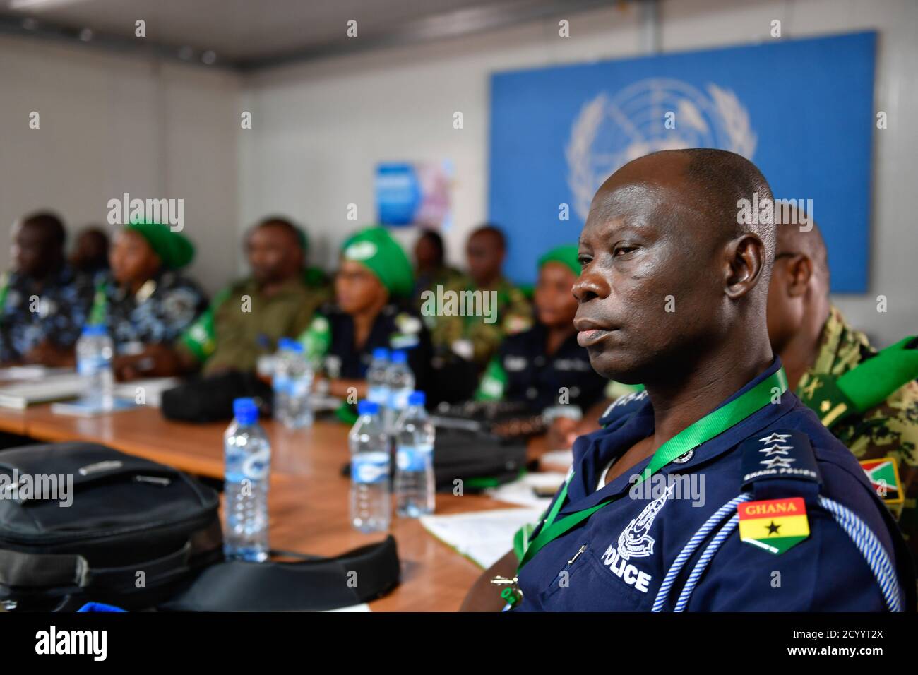 Zivile und militärische Koordinationsbeamte der AMISOM nehmen am 13. September 2019 an einem Projektplanungskurs in Mogadischu, Somalia, Teil, um ihre operative Effektivität und ihr Engagement in der Gemeinschaft zu verbessern. Stockfoto