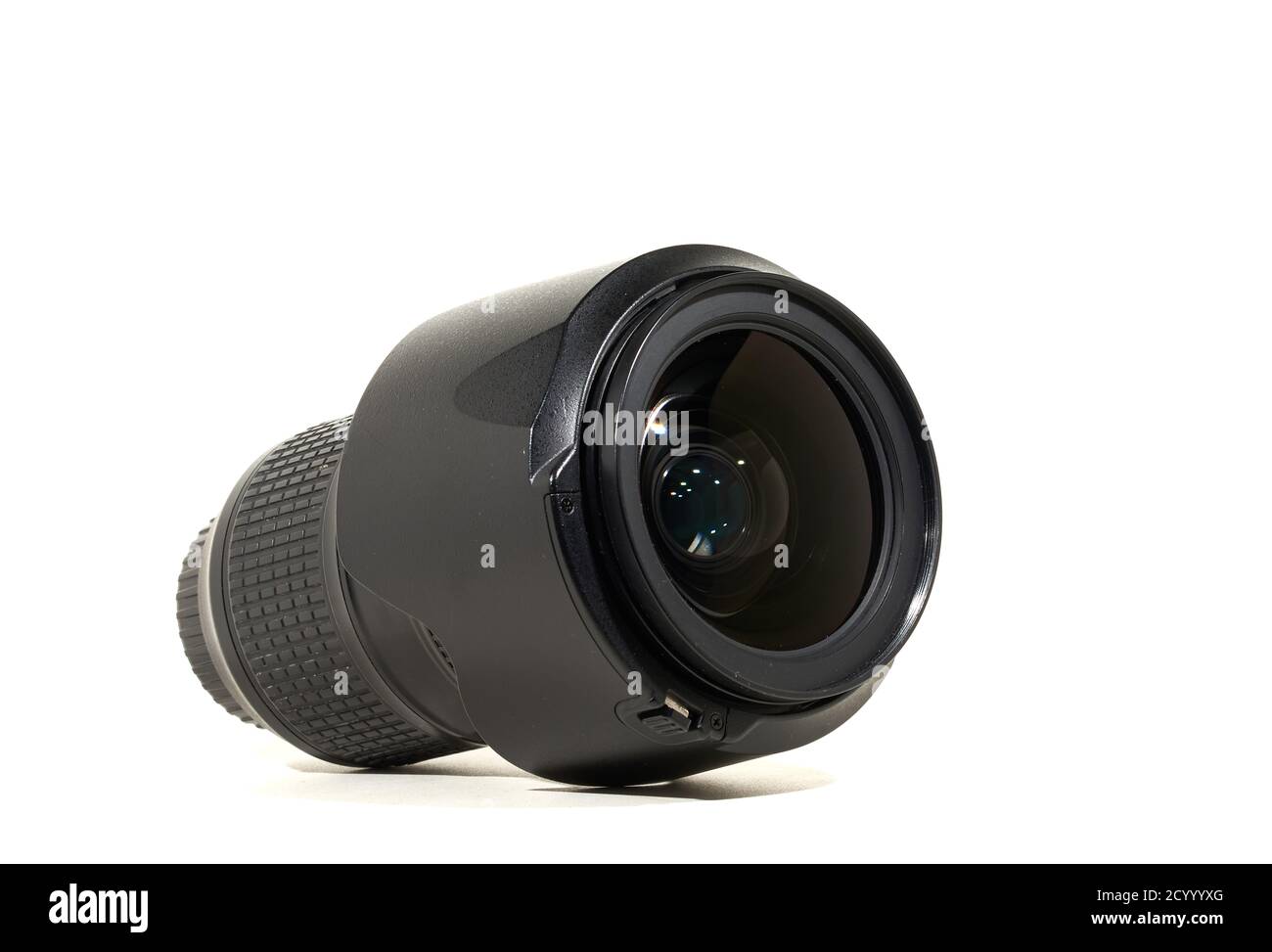 DSLR 24-70mm-Objektiv – Vorder- und Seitenansicht Stockfoto