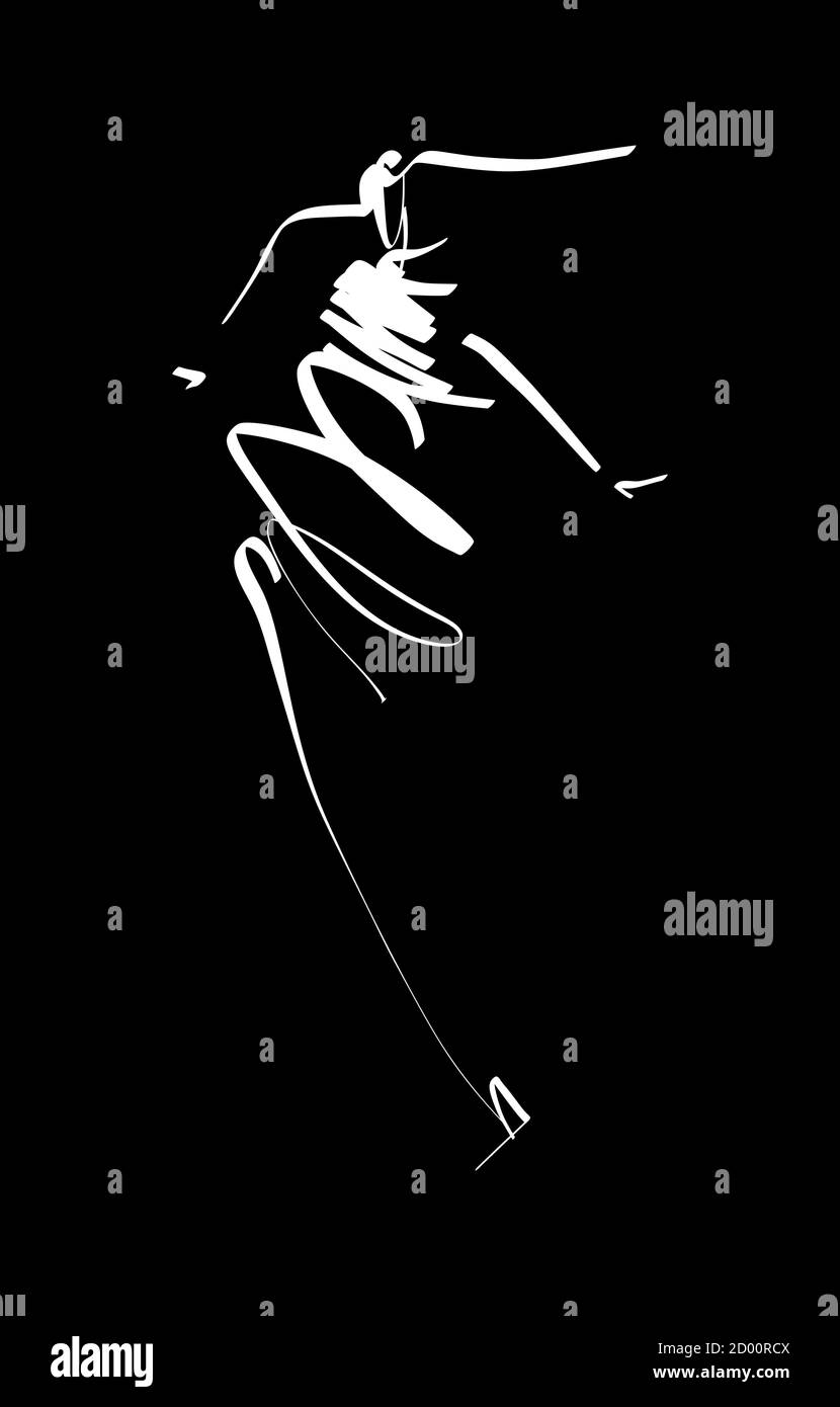 Mode Mädchen Skizze Hand gezeichnet, stilisierten Silhouetten isoliert. Vektor modeillustration Hand gezeichnet. Stock Vektor