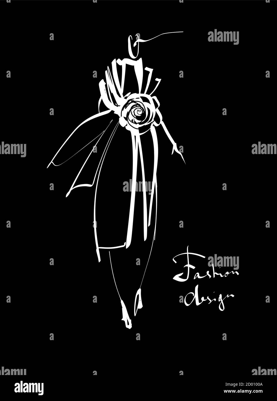 Mode Mädchen Skizze Hand gezeichnet, stilisierten Silhouetten isoliert. Vektor modeillustration Hand gezeichnet. Stock Vektor