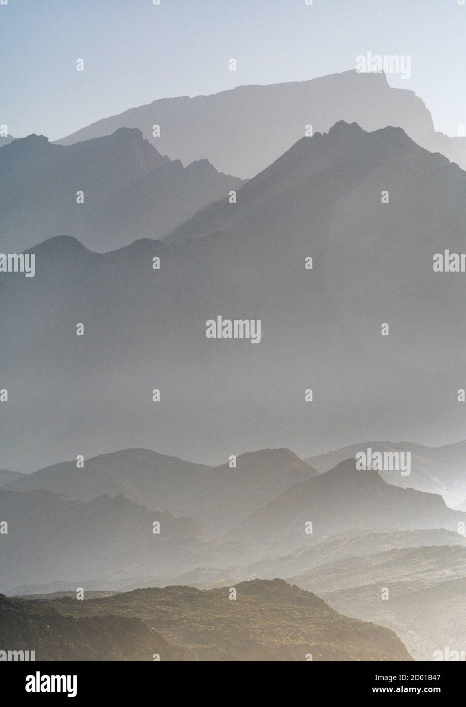 Die Al Hajar ash Sharqi Berge im Oman. Stockfoto