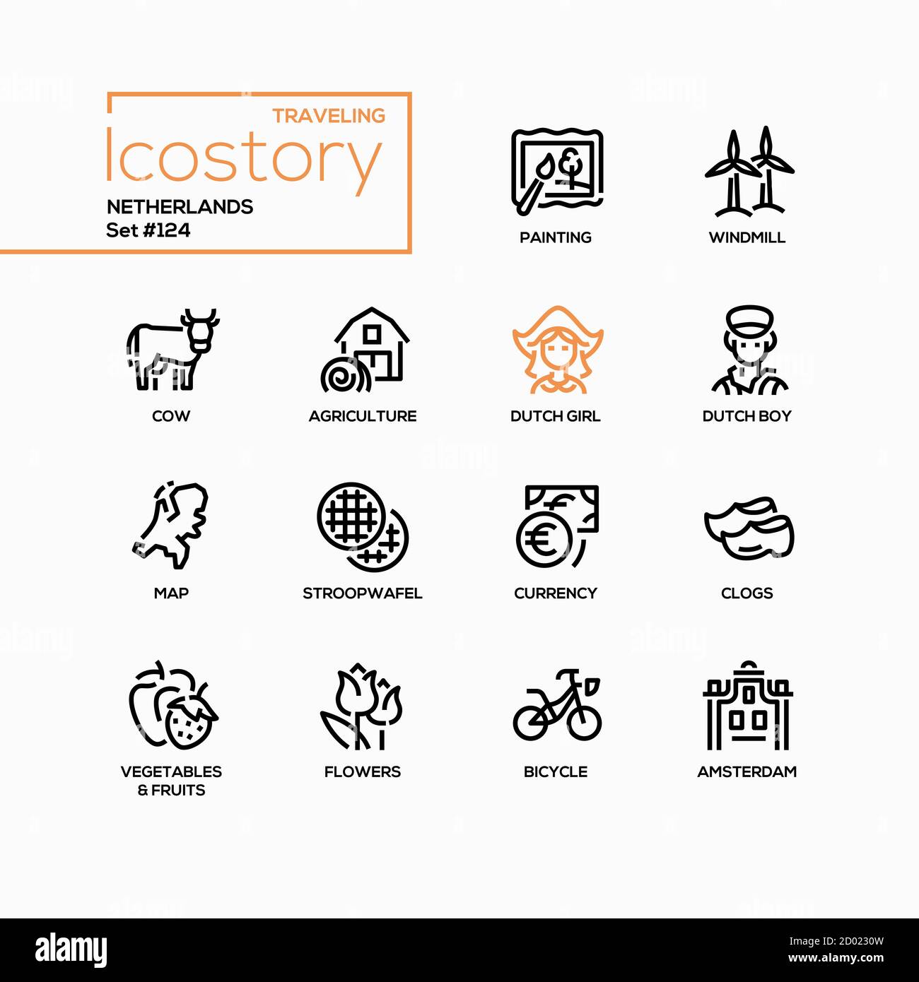 Niederlande - Moderne Linie Design Stil Ikonen gesetzt Stock Vektor