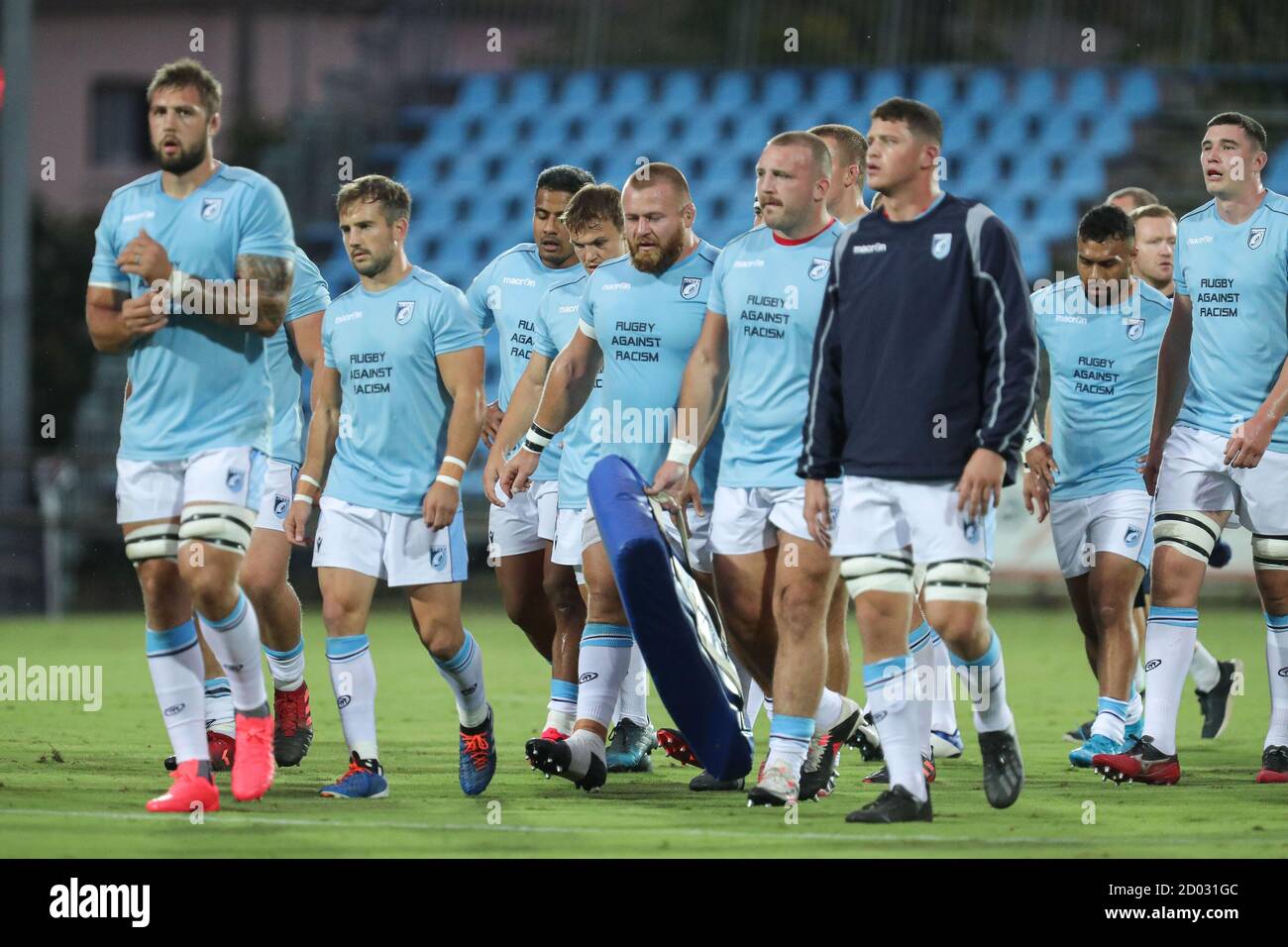 Parma, Italien. 2. Okt, 2020. parma, Italien, Sergio Lanfranchi Stadium, 02 Okt 2020, Cardiff Blues Team während Zebre vs Cardiff Blues - Rugby Guinness Pro 14 - Credit: LM/Massimiliano Carnabuci Credit: Massimiliano Carnabuci/LPS/ZUMA Wire/Alamy Live News Stockfoto