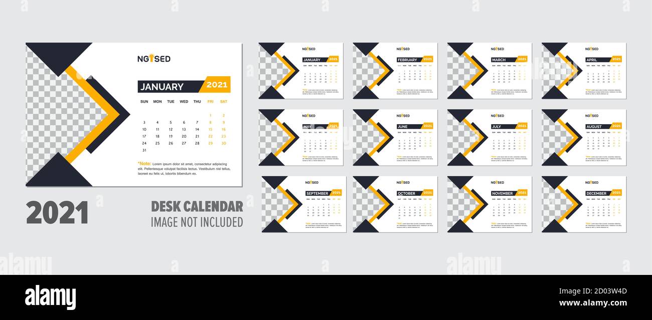 Creative 2021 Schreibtisch Kalender Design Vektor Vorlage Stock Vektor