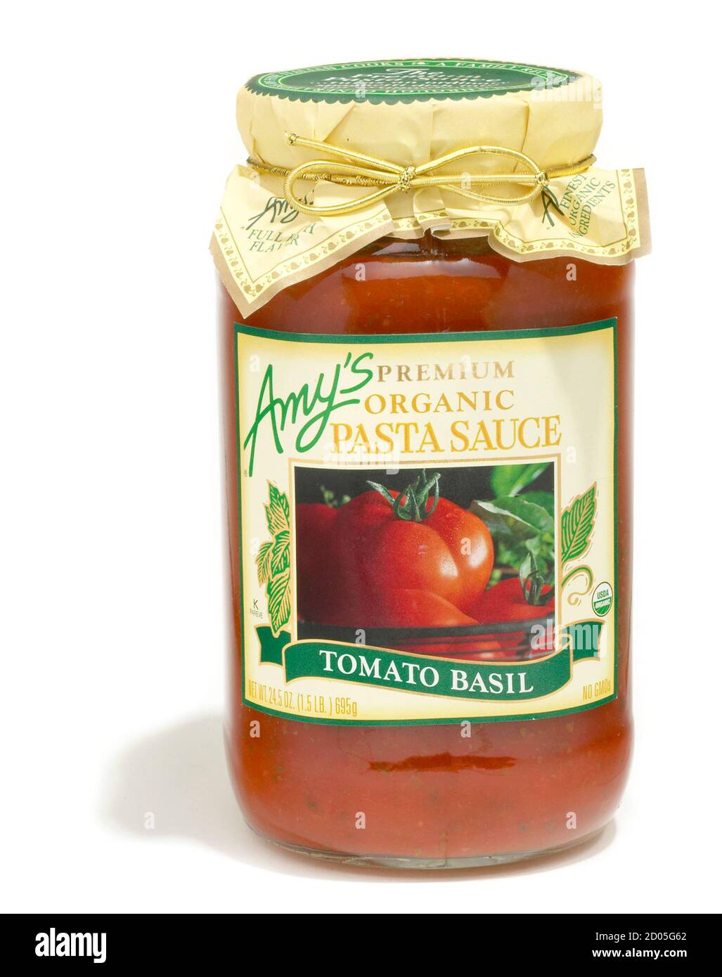 Amy's Premium Bio-Tomaten Basilikum Pasta-Sauce auf einem fotografiert Weißer Hintergrund Stockfoto