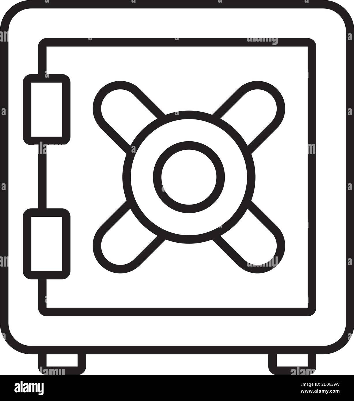 Strongbox-Symbol über weißem Hintergrund, Linienstil, Vektorgrafik Stock Vektor