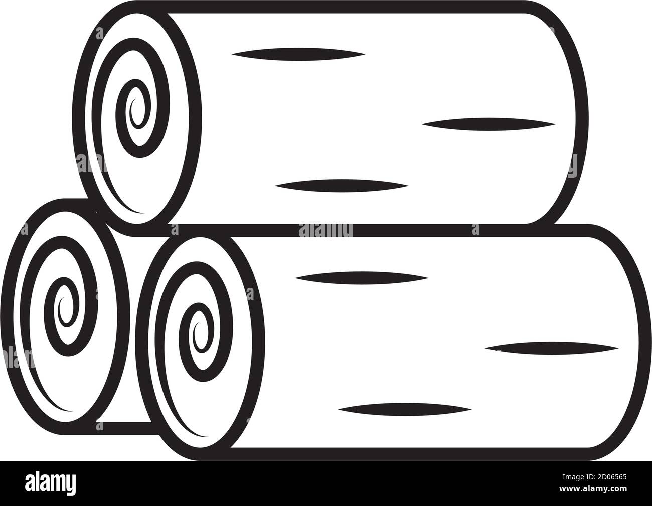 Holzstämme Symbol über weißem Hintergrund, Linienstil, Vektor-Illustration Stock Vektor