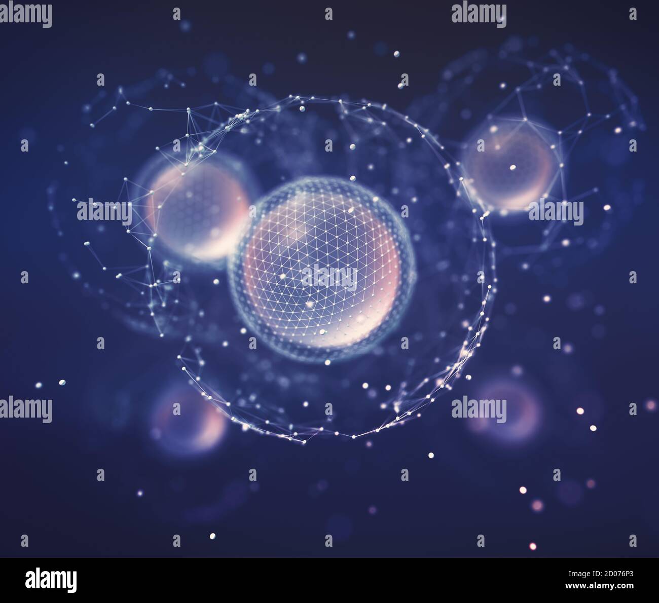 Biotechnologie oder Biotechnologie, Konzept der Schöpfung, Teilung und zelluläre Entwicklung. Hochorganische Technologie mit produktiven Zwecken. Stockfoto