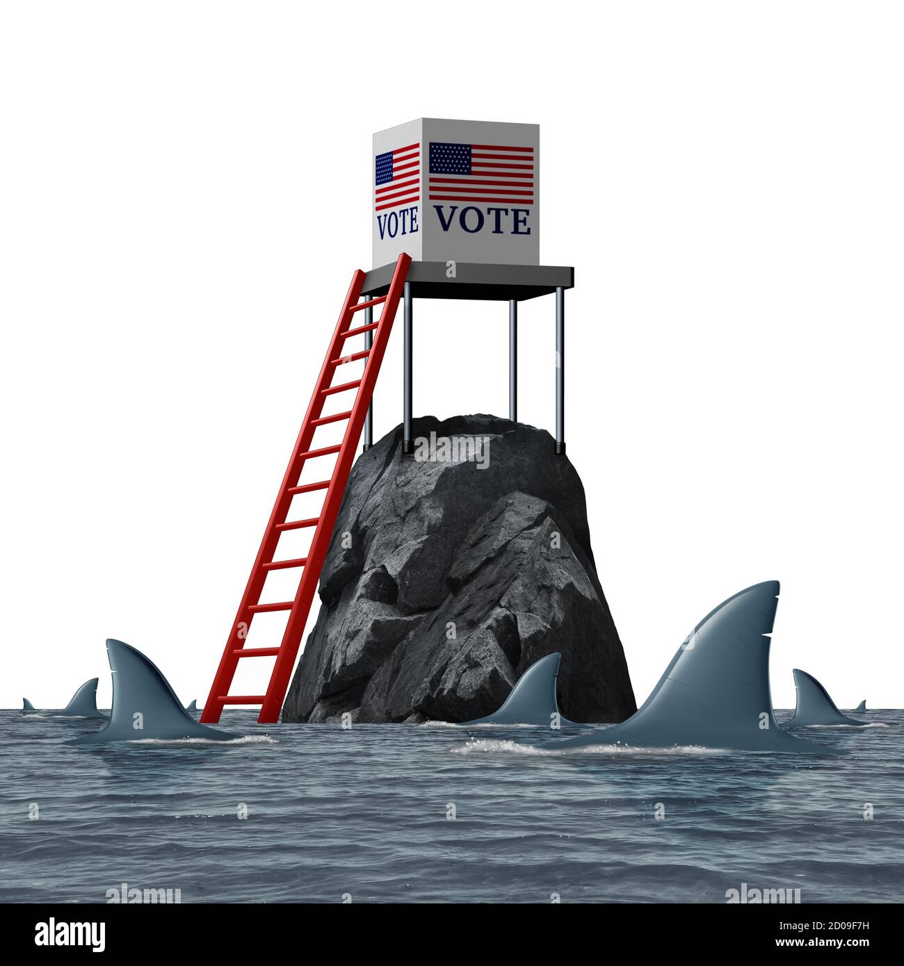 Wahlunterdrückung und Wahlprobleme der Vereinigten Staaten oder unterdrückte Wähler in den USA als Wahlproblem für Schwierigkeiten bei der Stimmabgabe an der Wahlurne. Stockfoto