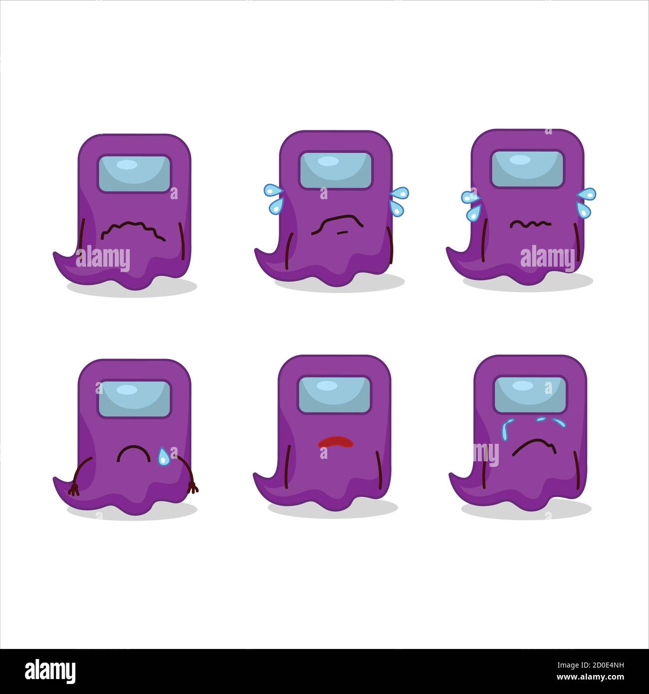 Ghost Among US lila Zeichentrickfigur mit trauriger Ausdruck Stock Vektor