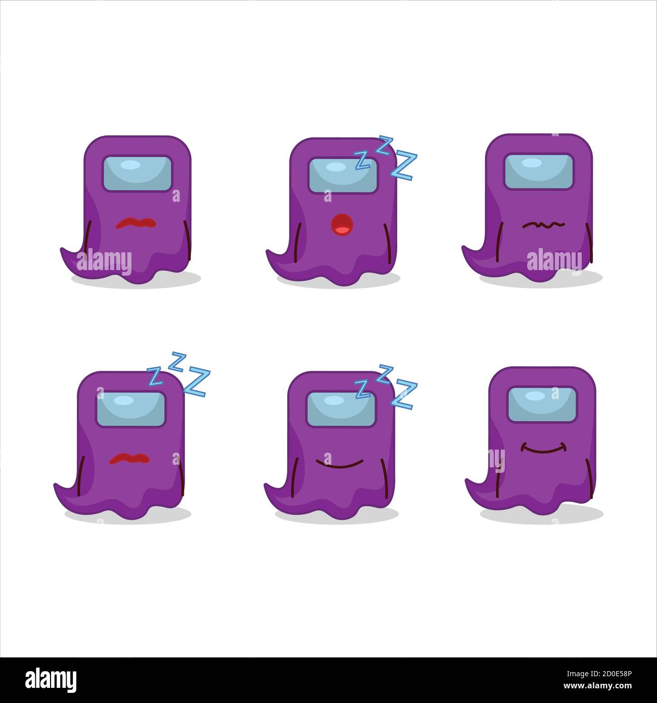 Cartoon Charakter der Geist unter uns lila mit schläfrigen Ausdruck Stock Vektor