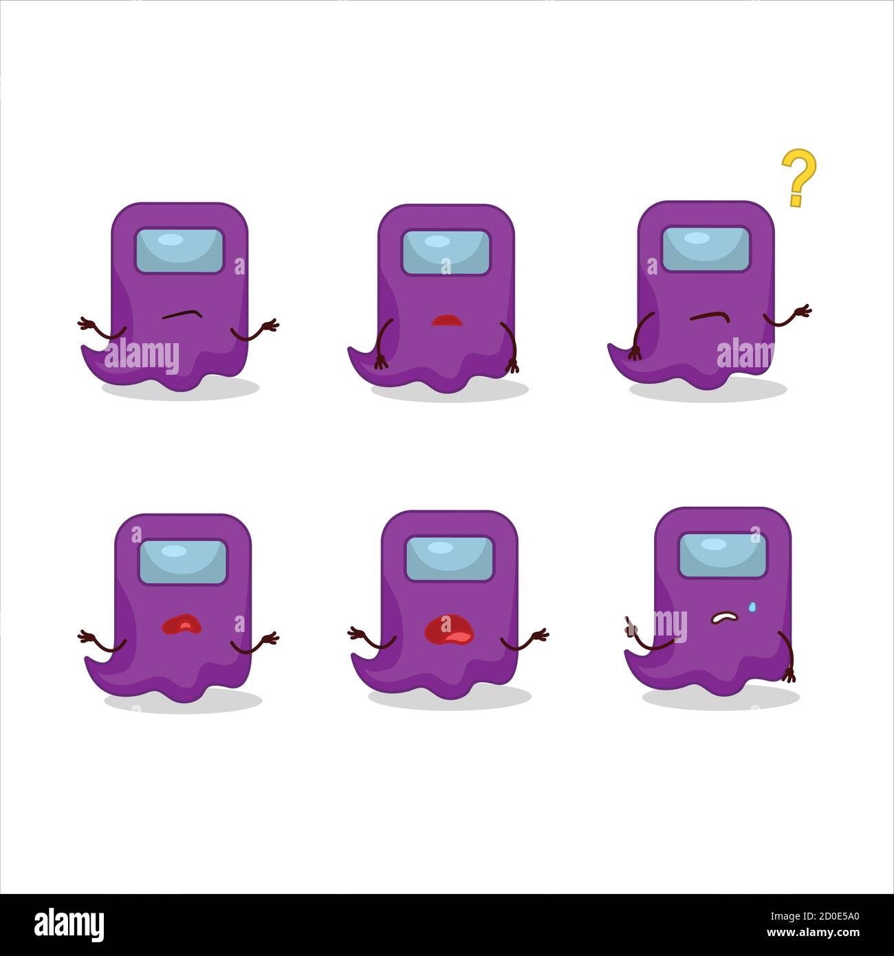 Cartoon Charakter des Geistes unter uns lila mit welchem Ausdruck Stock Vektor