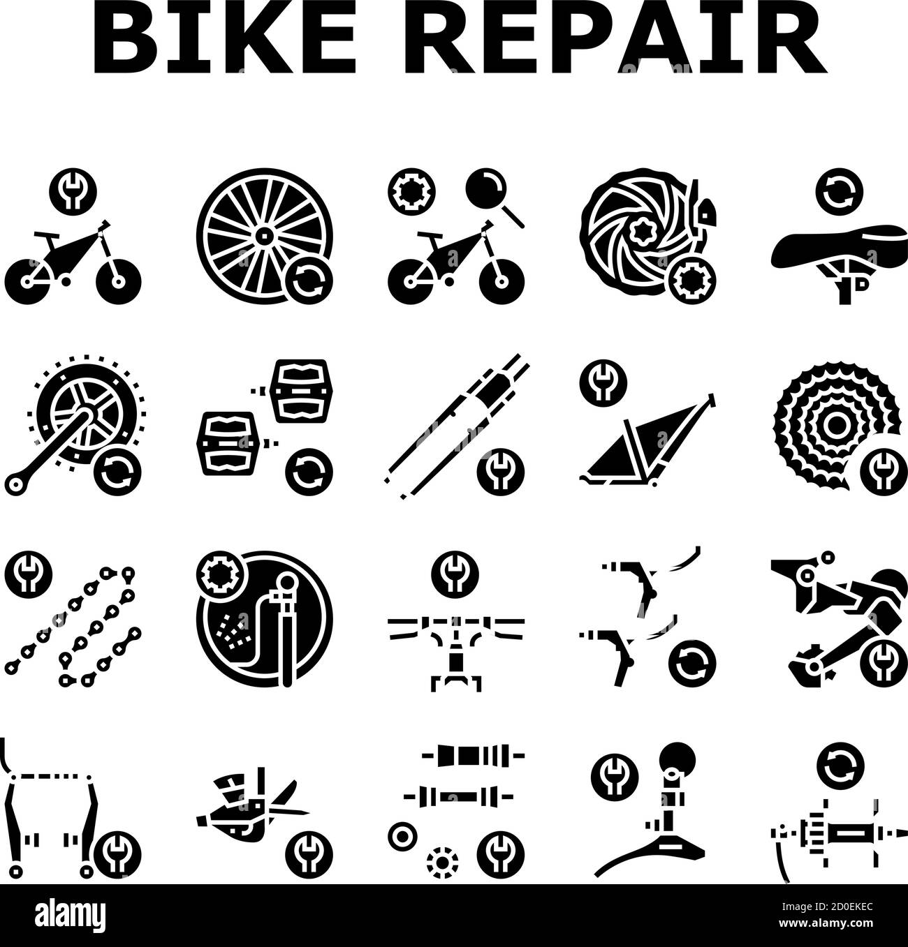 Fahrrad Reparatur Service Sammlung Icons Set Vektor Stock Vektorgrafik Alamy