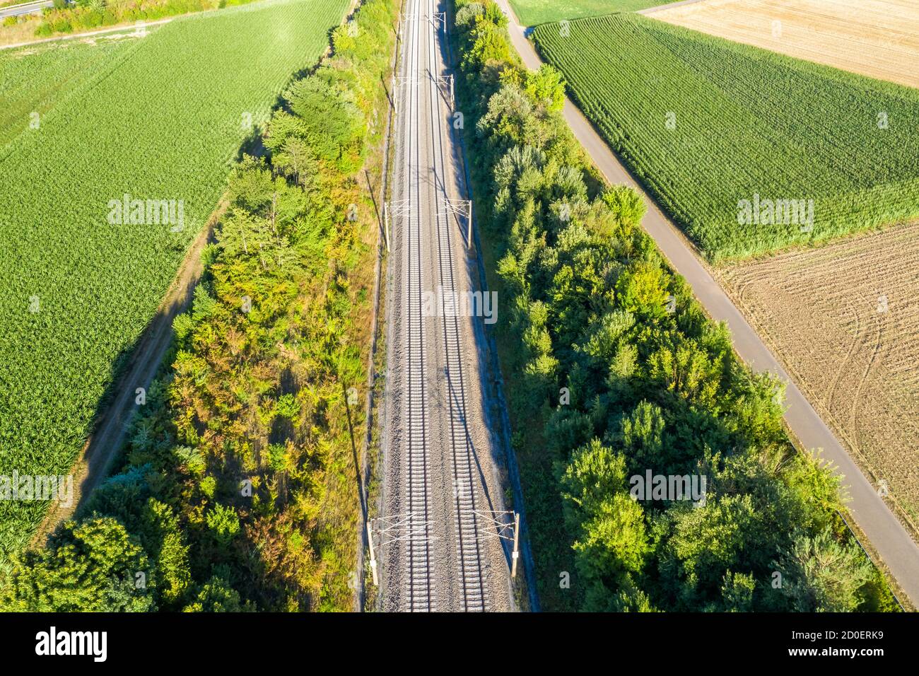 Bahngleise Gleise Bahngleise Bahngleise Luftbild Ansicht Reisen Stockfoto