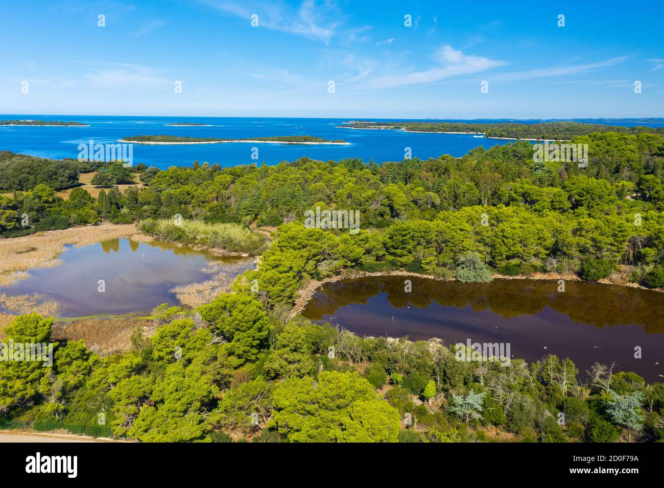 Luftaufnahme von Salinen Sumpf auf Brijuni Nationalpark Stockfoto