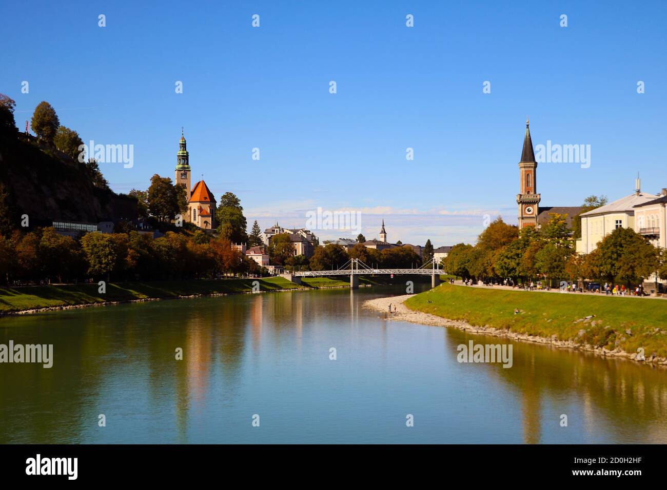 Salzburg, Österreich - 20. September 2019: Schöne Aussicht auf eine der großen Städte Österreichs Salzburg Stockfoto