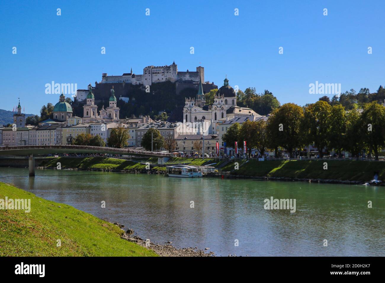 Salzburg, Österreich - 20. September 2019: Schöne Aussicht auf eine der großen Städte Österreichs Salzburg Stockfoto