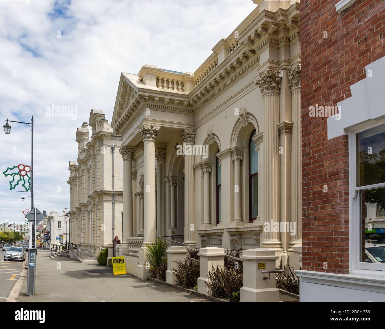 Das ehemalige Waitaki County Council Chambers, heute das Waitaki District Community House in der Thames Street in Oamau, Otago, Neuseeland Stockfoto