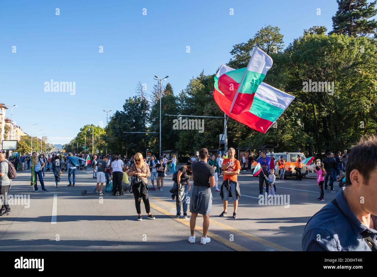 Sofia, Bulgarien - 27. September 2020: Protest auf der Adlerbrücke. Stockfoto