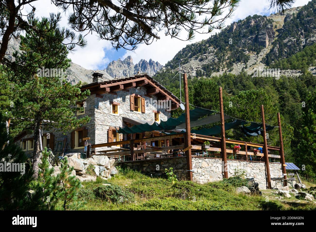 Bagnour Hütte im Varaita Tal in der Provinz Cuneo. Stockfoto