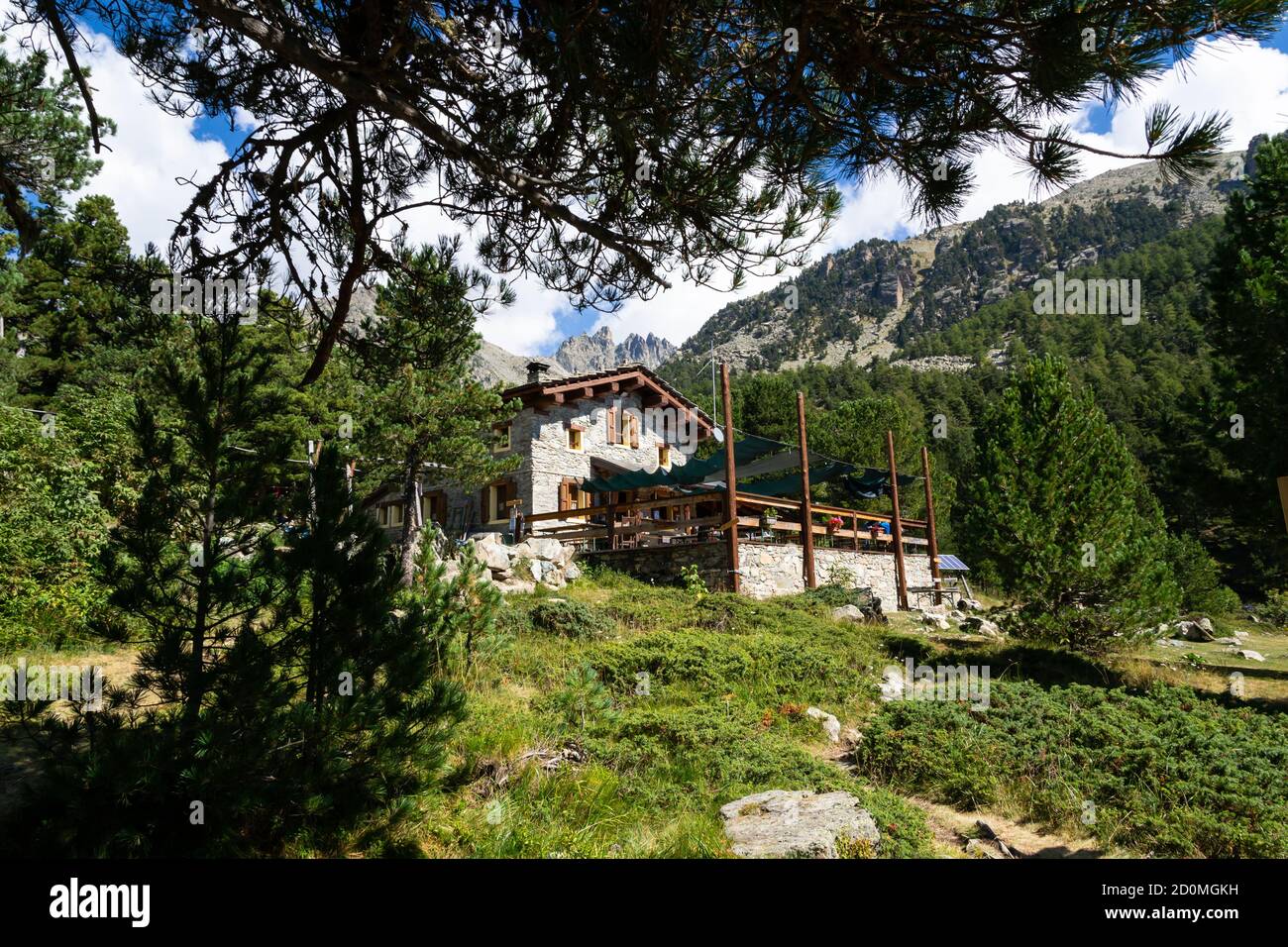 Bagnour Hütte im Varaita Tal in der Provinz Cuneo. Stockfoto