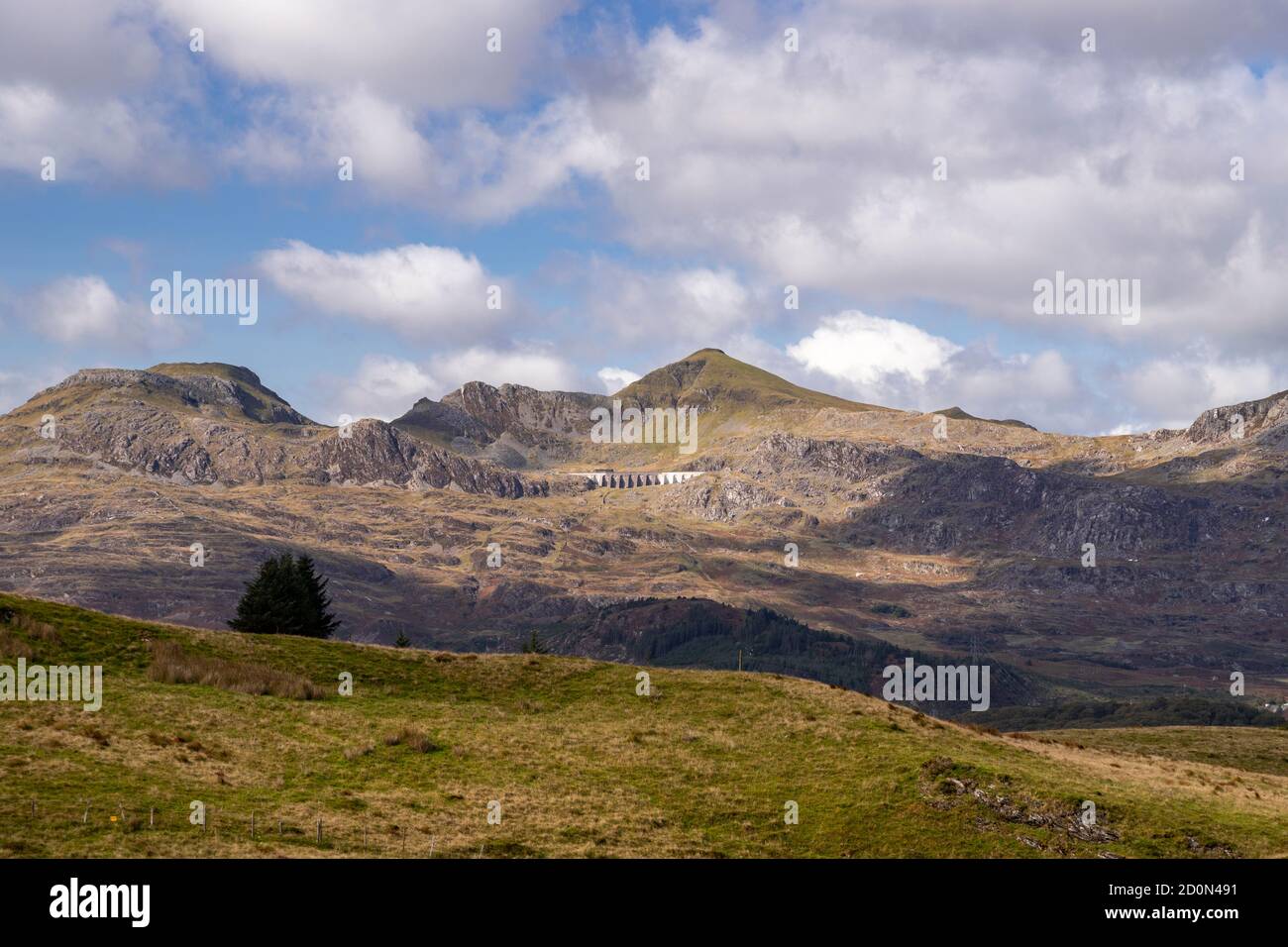 Blick auf Snowdonia bei Blaenau Ffestiniog Stockfoto