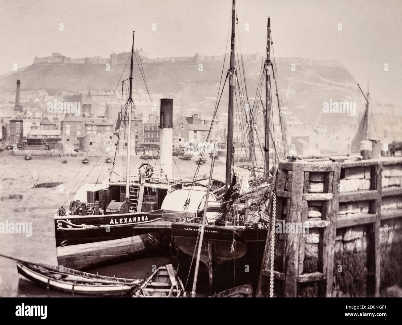 Der Raddampfer Alexandra vertäute um 1895 in Scarborough, North Yorkshire, Großbritannien Stockfoto
