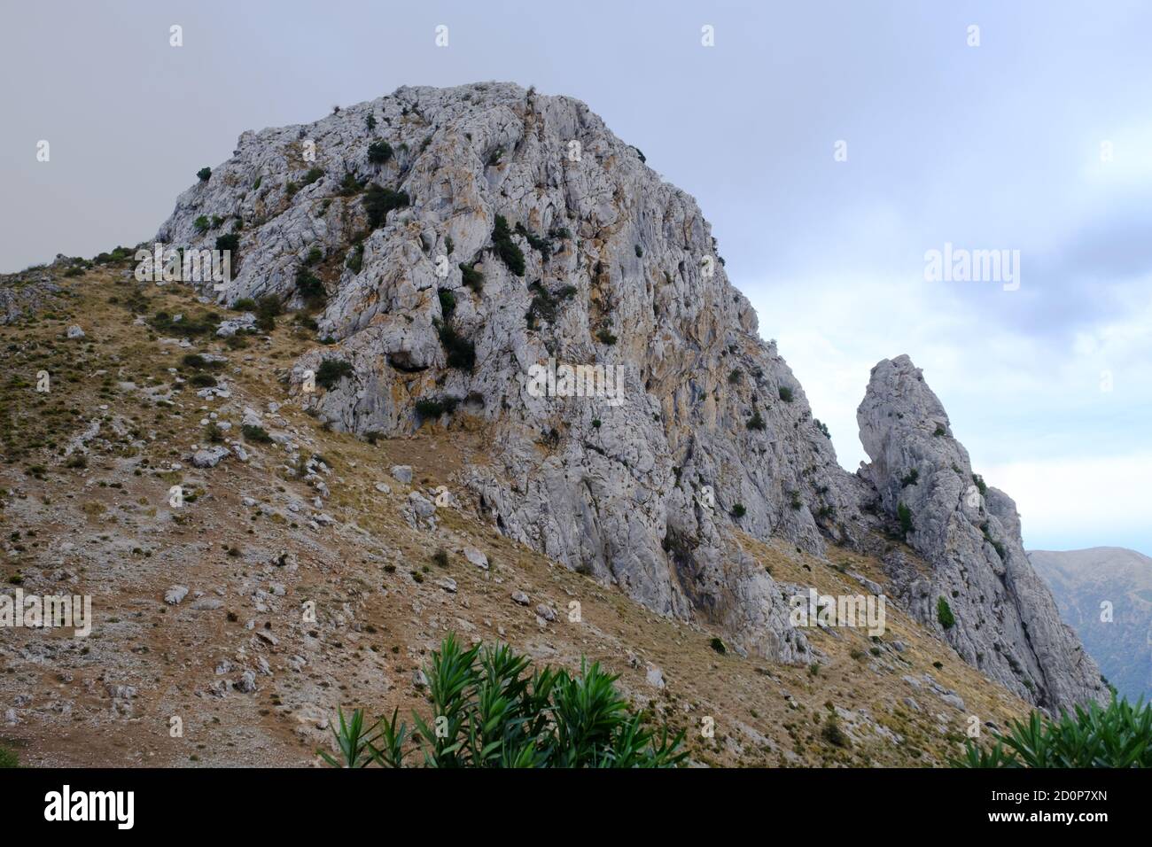 Blick auf die Berge auf dem Zafarraya Pass, El Boquete de Zafarraya, Andalusien, Costa del Sol, Spanien Stockfoto