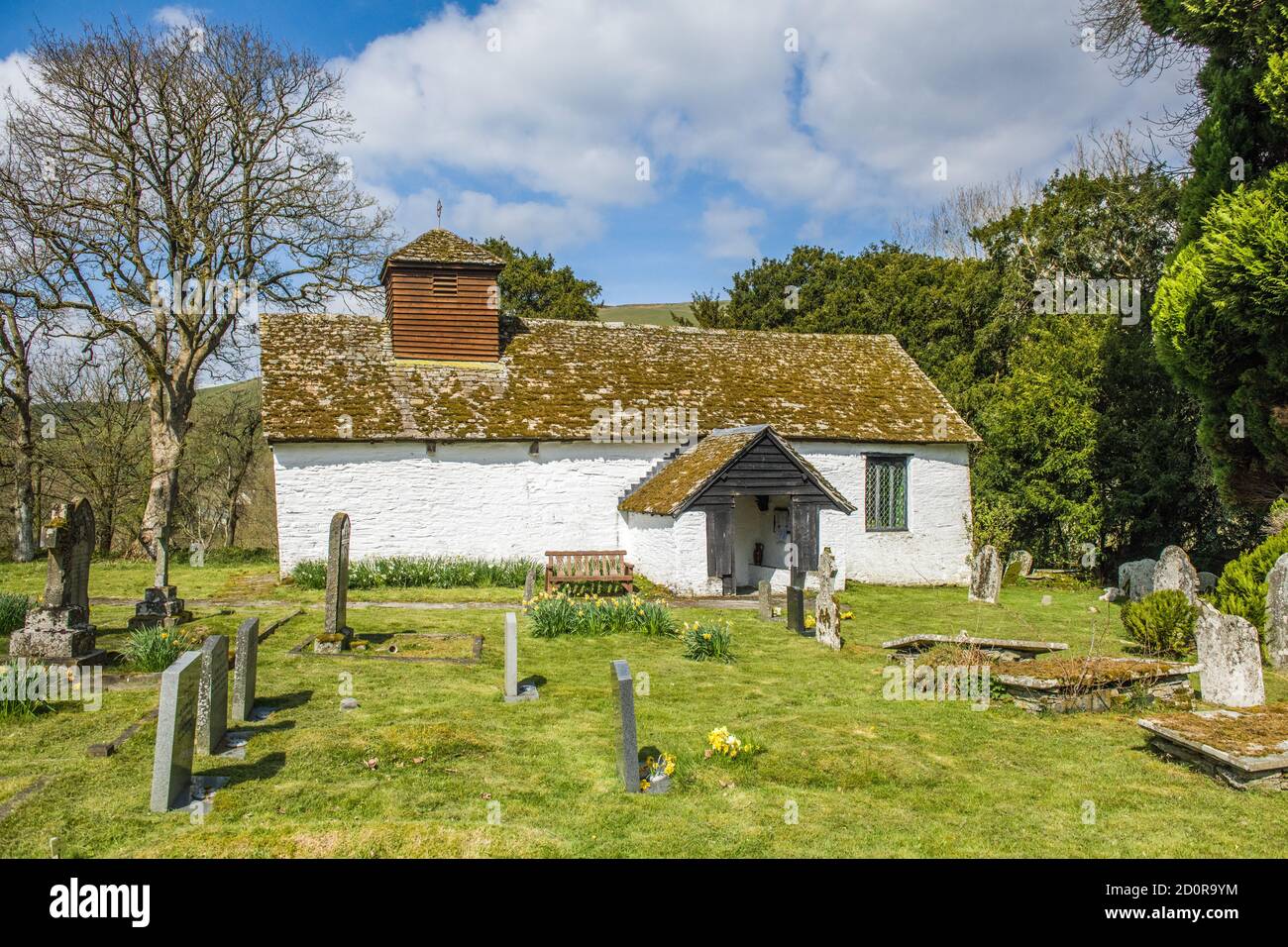 St. David's Church in Rhulen, in der Grafschaft Powys, Mid Wales. Stockfoto