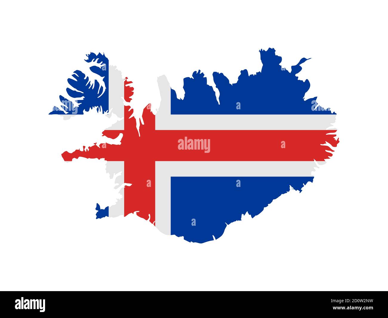Flagge in Form des geographischen Landes, Island, Nordeuropa, Europa Stockfoto