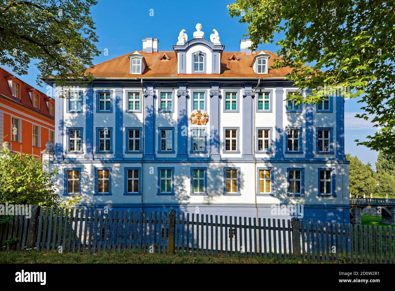 Blaues Schloss, Spätbarock, Markt Obernzenn, Mittelfranken, Franken, Bayern, Deutschland, Europa Stockfoto