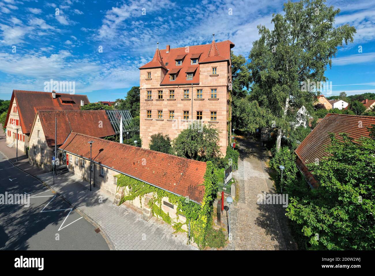Pfinzingschloss, oder Schloss Mornek, einst im Besitz der Patrizier der Reichsstadt Nürnberg, heute Hermann Oberth Space Museum, feucht, Mittel F Stockfoto