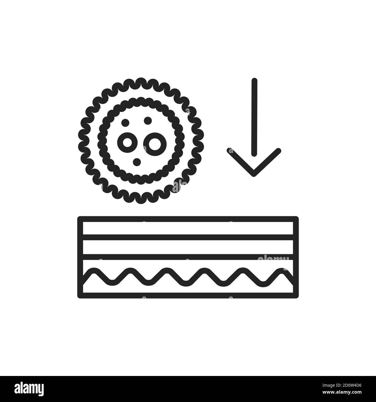 Symbol für Viruserkrankungen mit schwarzer Linie. Hautschicht. Stock Vektor