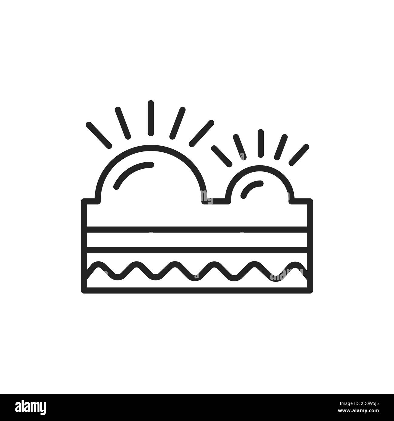 Entzündete Akne schwarze Linie Symbol. Hautschicht. Stock Vektor