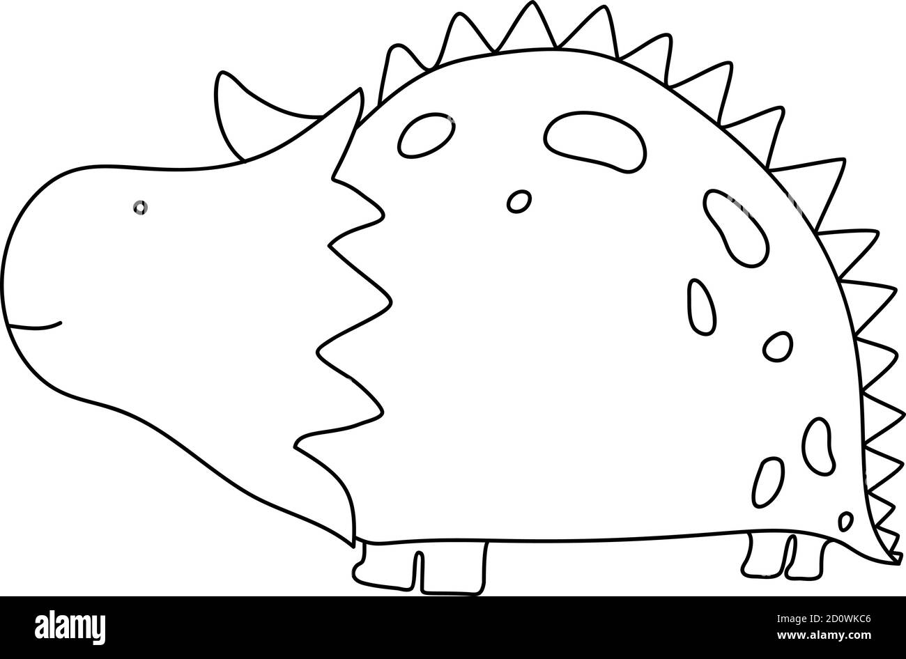 Kleine niedliche Linie Dinosaurier. Vektor-Illustration für die Färbung Zeichnung Bild Cartoon. Kinder Dino Bild isoliert auf weiß. Baby Monster Reptile für Druck Stock Vektor