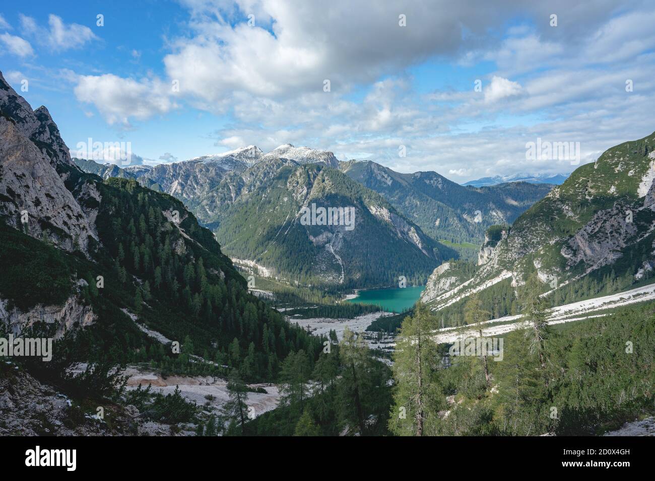 Lago di Prags, See in Italien. Stockfoto