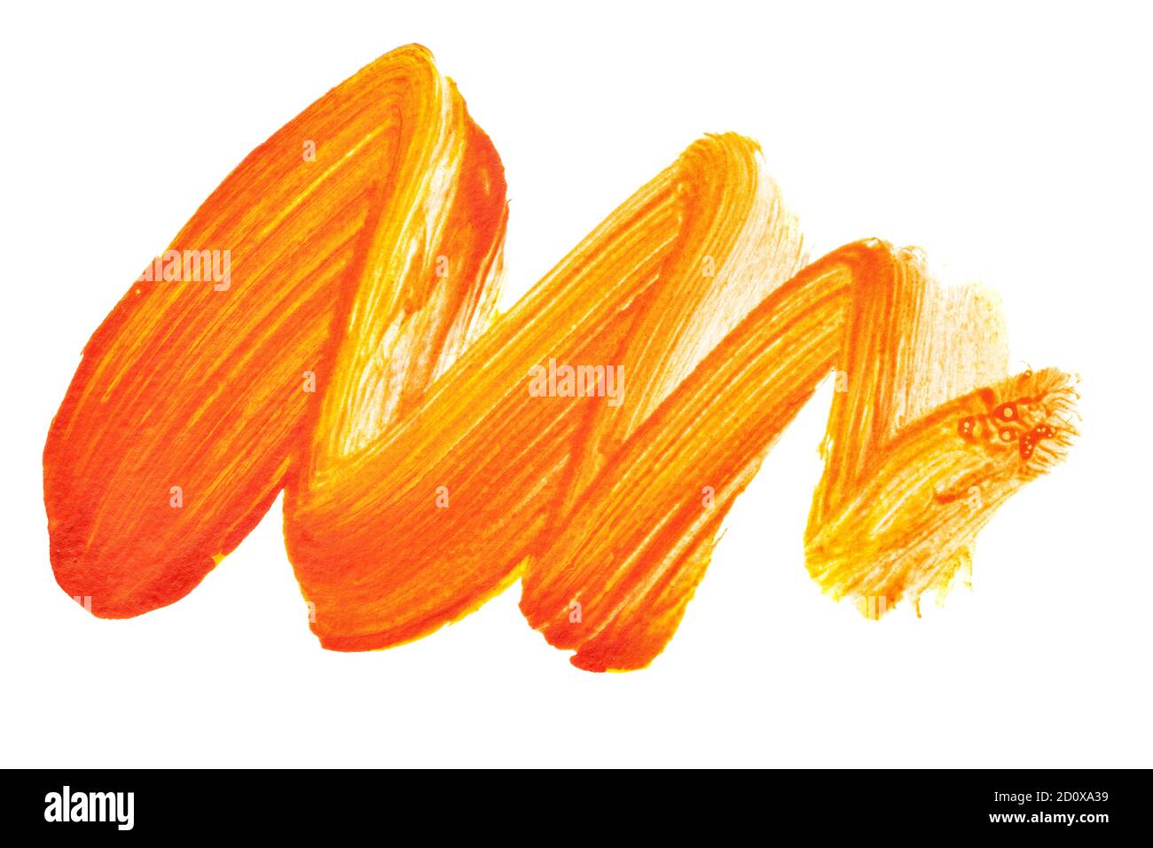 Lebhaft orange Zickzack Pinselstrich isoliert auf dem weißen Hintergrund Stockfoto
