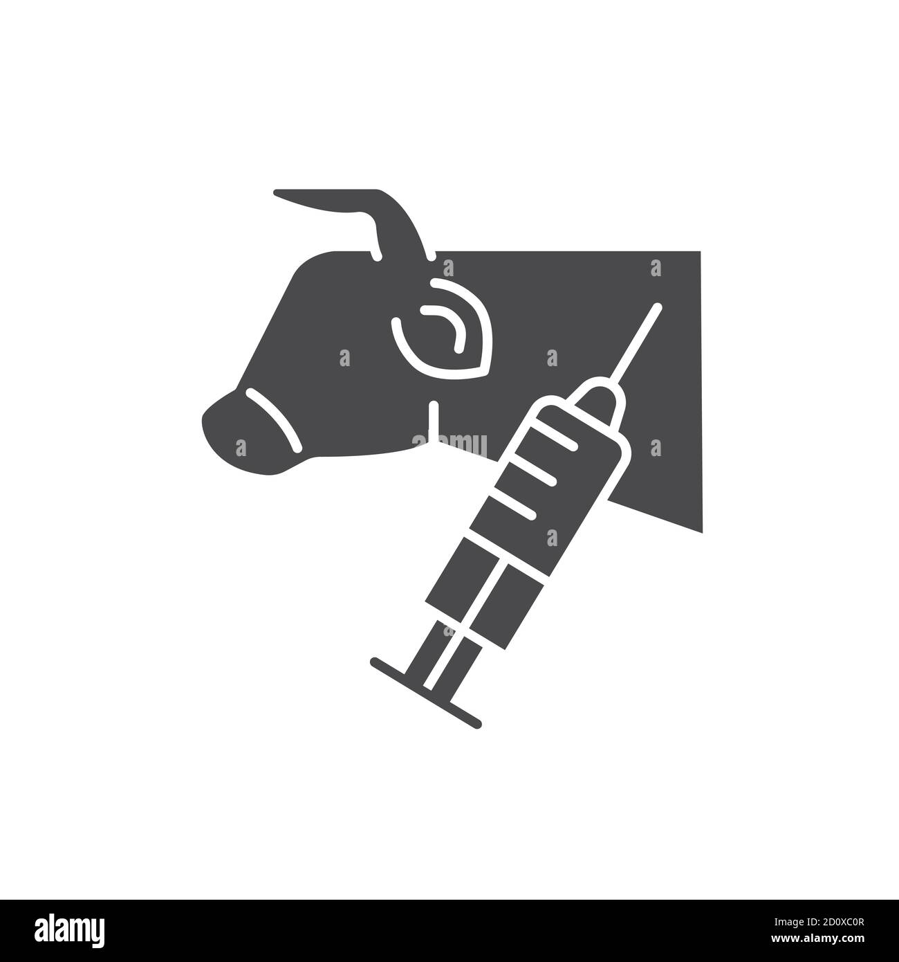 Schwarzes Glyphensymbol für Stammzellbiopsie. Mit Extraktion von Probenzellen oder Gewebe der Kuh. Piktogramm für Webseite, mobile App, Promo. UI UX GUI DESIGN Stock Vektor