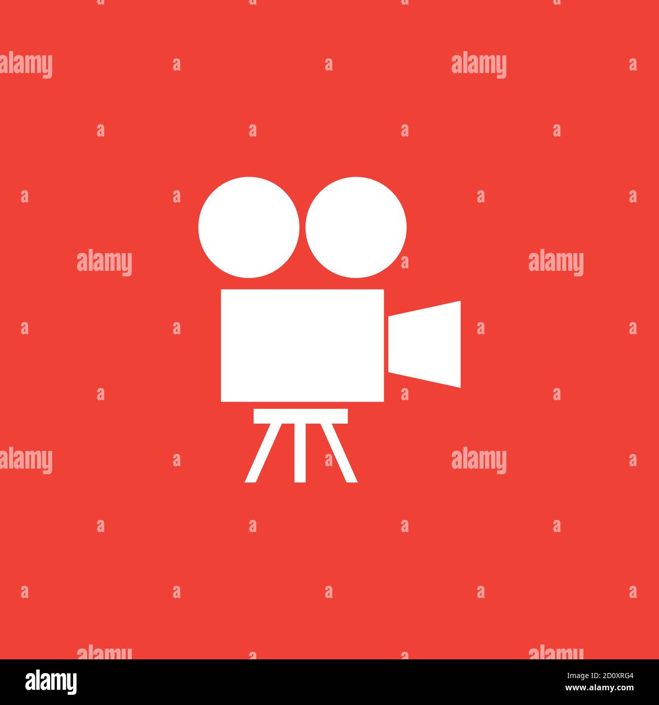 Filmkamera-Symbol Auf Rotem Hintergrund. Rote Flache Vektorgrafik. Stock Vektor