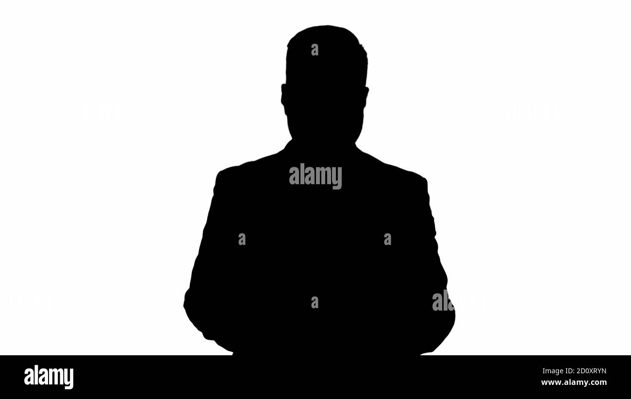 Silhouette Reifen gut aussehend emotional Geschäftsmann beobachten lustig Stockfoto