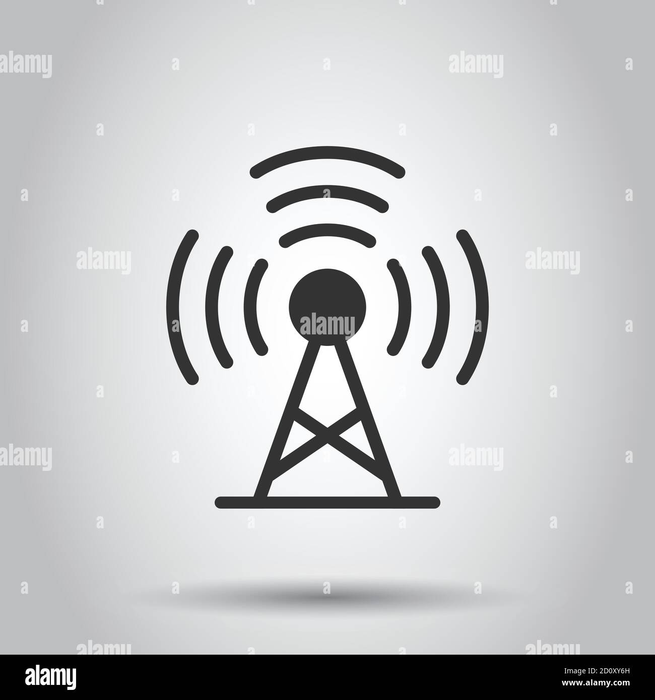 Antenne Funkturm-symbol im flachen Stil. Rundfunk Vector Illustration auf weißem Hintergrund isoliert. Wlan Business Konzept. Stock Vektor