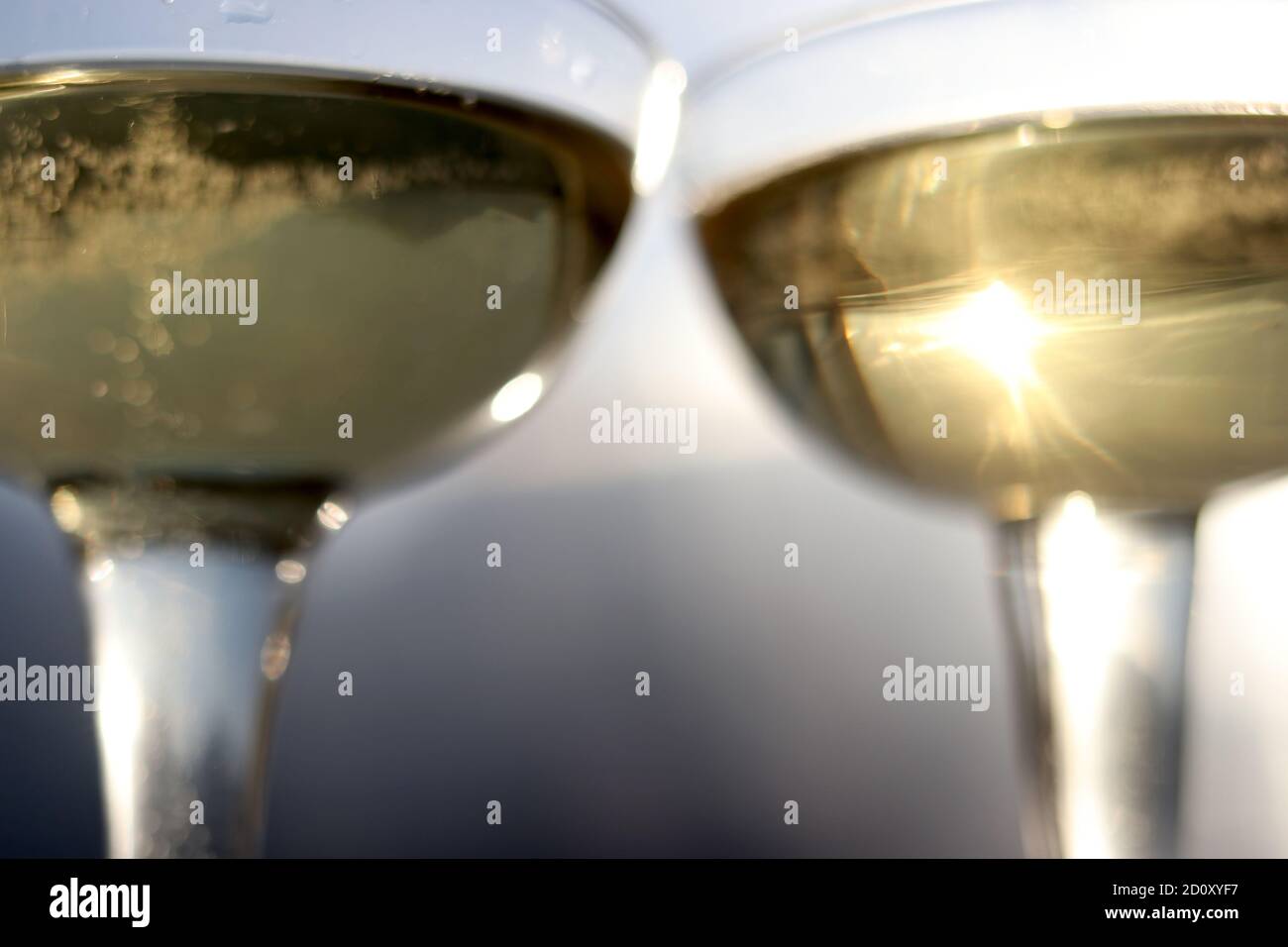 Sekt in Hollow Stem Champaign Gläser Stockfoto